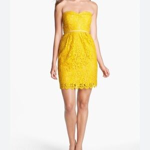 Jenny Yoo Strapless Yellow Lace Dress